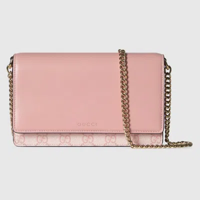 Gucci Gg Emblem Chain Wallet In Pink