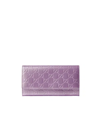Gucci Gg Emblem Continental Wallet In Purple