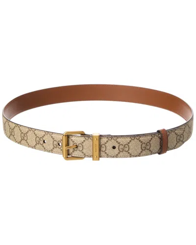 Gucci Gg Emblem Gg Supreme Canvas & Leather Belt