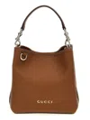 Gucci Gg Emblem Leather Bucket Bag With Frontal Logo