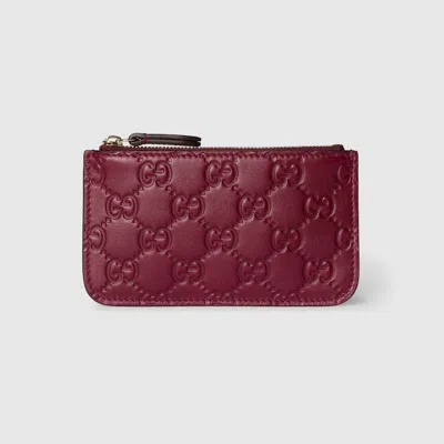 Gucci Gg Emblem Key Pouch In Burgundy