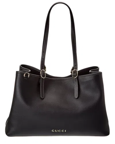 Gucci Gg Emblem Large Leather Tote