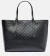 Gucci Gg Emblem Large Leather Tote Bag In Black
