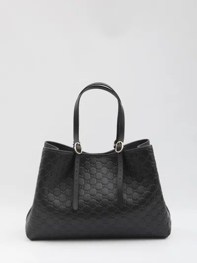 Gucci Gg Emblem Large Shopping Bag In Black