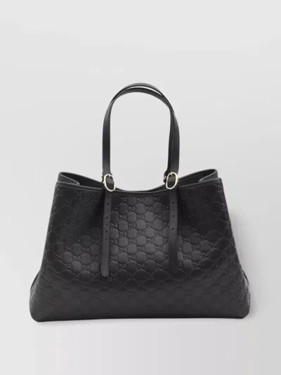 Gucci `gg Emblem Monogram` Handbag In Black