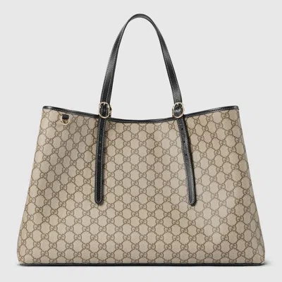 Gucci Gg Emblem Large Tote Bag In Beige