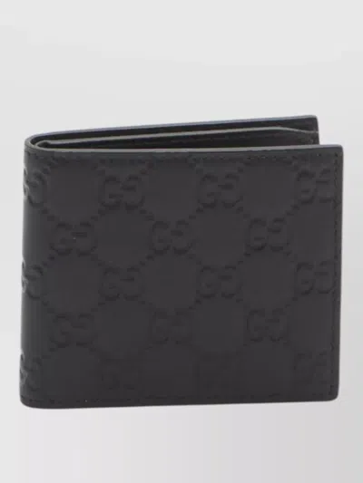 Gucci Gg Emblem Leather Bifold Wallet In Black