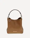 Gucci Mini Gg Embossed Leather Bucket Bag In Brown