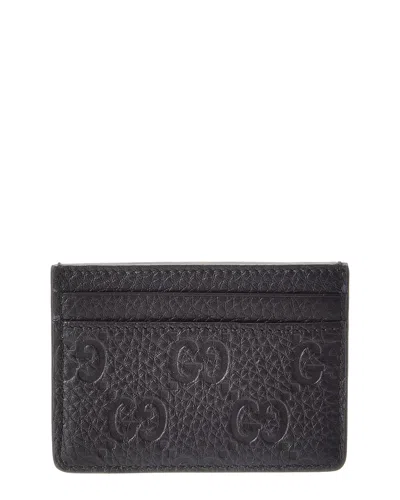 Gucci Gg Emblem Leather Card Case In Black