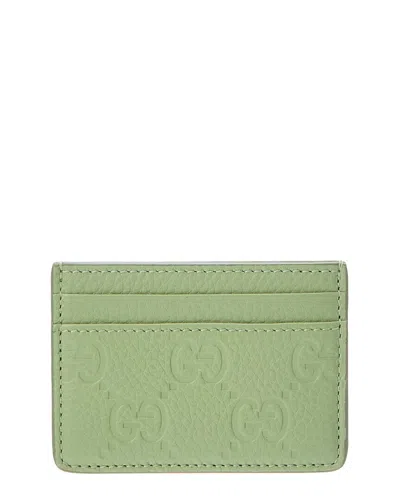 Gucci Gg Emblem Leather Card Case In Green