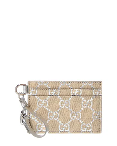 Gucci Gg Emblem Leather Card Case In Neutral