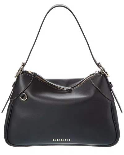 GUCCI GUCCI GG EMBLEM LEATHER HOBO BAG