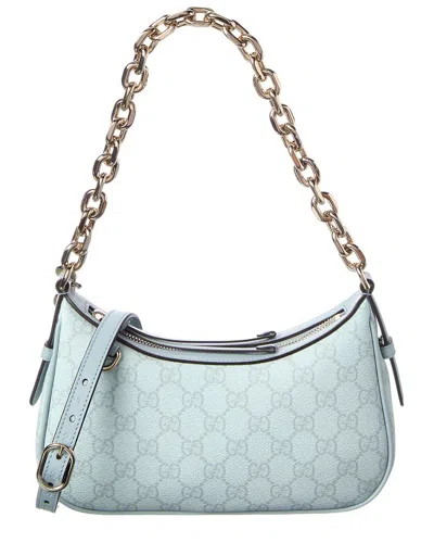 Gucci Gg Emblem Leather Shoulder Bag In Blue