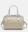 Gucci Gg Emblem Leather-trimmed Tote Bag In Silver