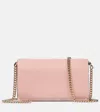 Gucci Gg Emblem Leather-trimmed Wallet On Chain In Pink