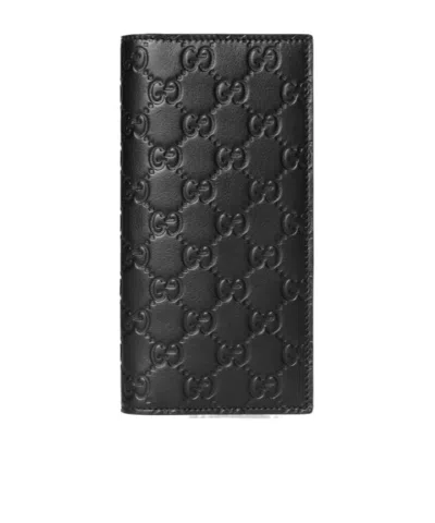 Gucci Gg Emblem Long Wallet In Black