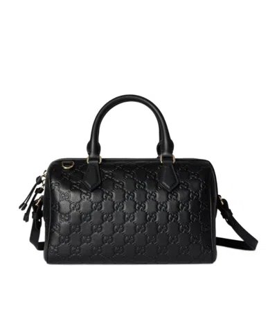 Gucci Gg Emblem Medium Boston Bag In Black