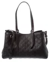 Gucci Gg Emblem Medium Leather Tote In Black