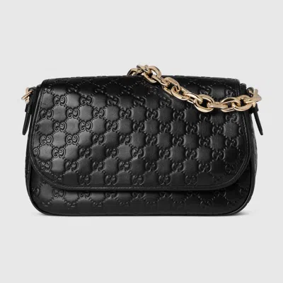 Gucci Gg Emblem Medium Shoulder Bag In Black