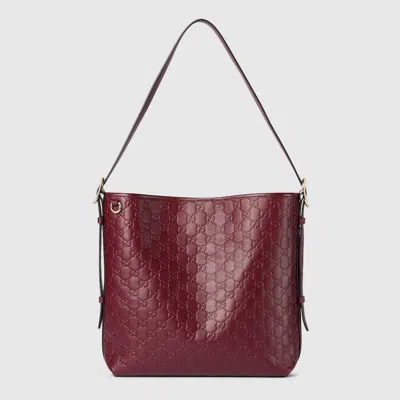 Gucci Gg Emblem Medium Shoulder Bag In Burgundy