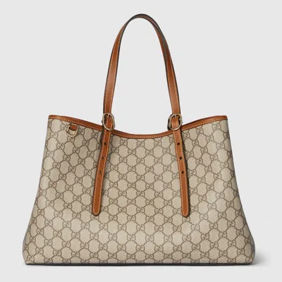 Gucci Gg Emblem Medium Tote Bag In Beige