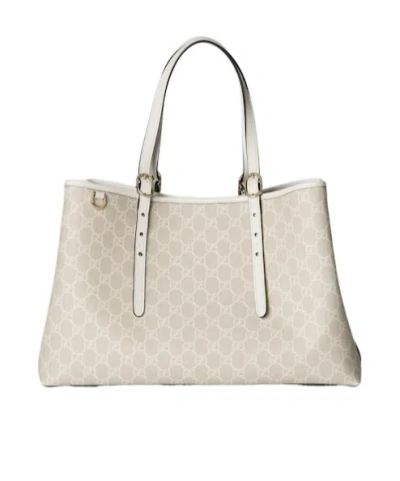 Gucci Gg Emblem Medium Tote Bag In White