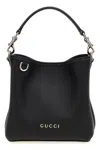 Gucci Gg Emblem Leather Bucket Bag With Frontal Logo