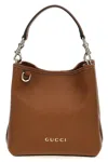 Gucci Gg Emblem Leather Bucket Bag With Frontal Logo