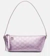 Gucci Gg Emblem Mini Patent Leather Shoulder Bag In Purple