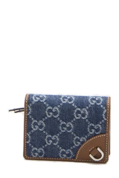 Gucci Gg Emblem Mini Wallet In Blue