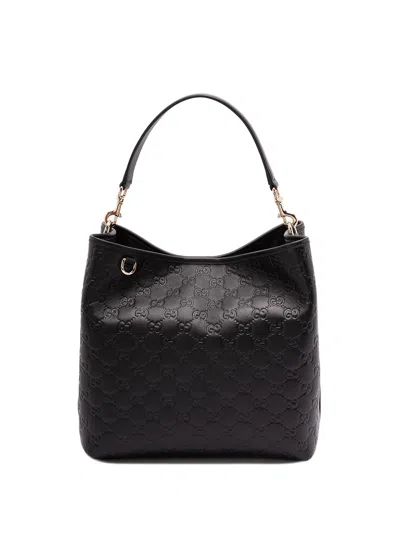 Gucci `gg Emblem Monogram` Handbag In Black