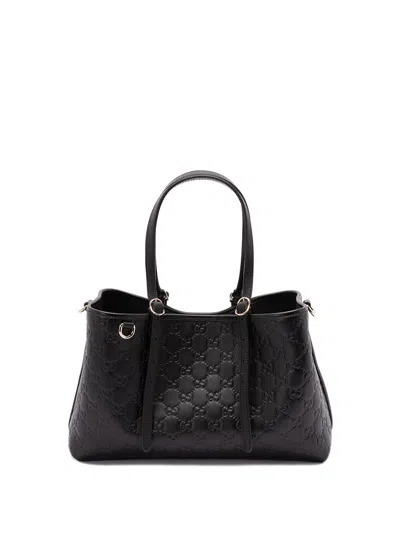 Gucci `gg Emblem Monogram` Handbag In Black