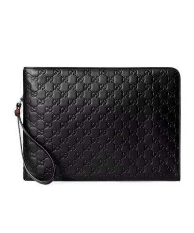 Gucci Gg Emblem Pouch In Black
