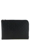 Gucci Leather Gg Emblem Clutch Rectangular Shape In Brown