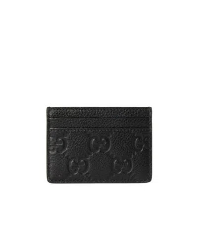 Gucci Gg Emblem Series Card Holders In Black