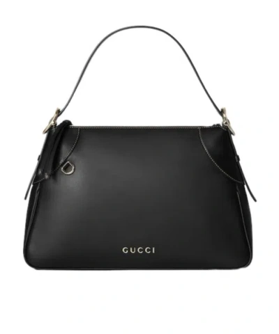 Gucci Gg Emblem Series Medium Shoulder Backpack In Black