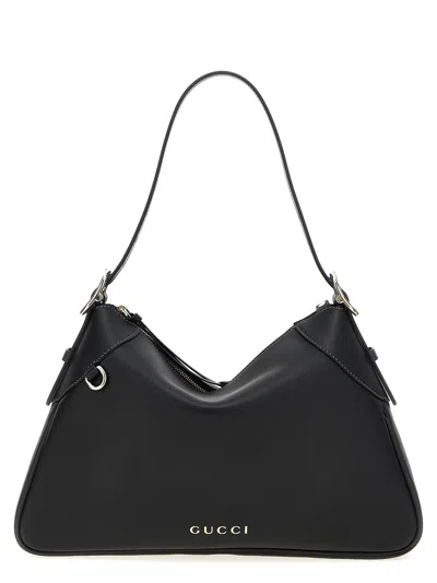GUCCI GG EMBLEM SHOULDER BAGS BLACK