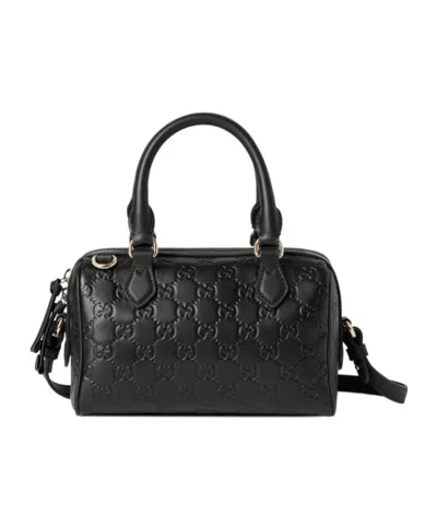 Gucci Gg Emblem Small Boston Bag In Black