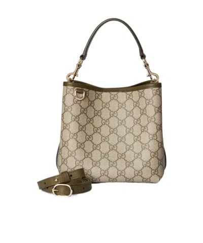 Gucci Gg Emblem Medium Bucket Bag In Neutral
