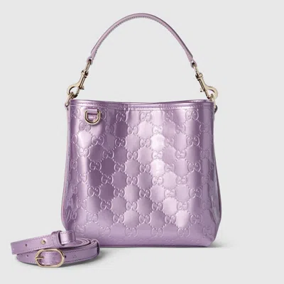 Gucci Gg Emblem Small Bucket Bag In Pink