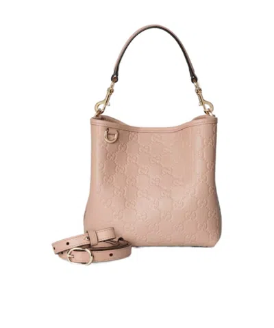 GUCCI GG EMBLEM SMALL BUCKET BAG