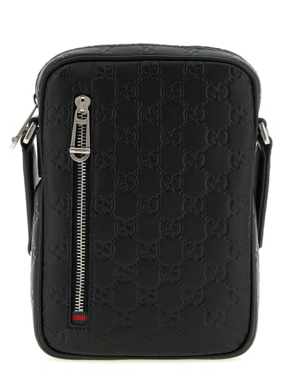 Gucci Embossed Gg Calfskin Crossbody Bag In Purple