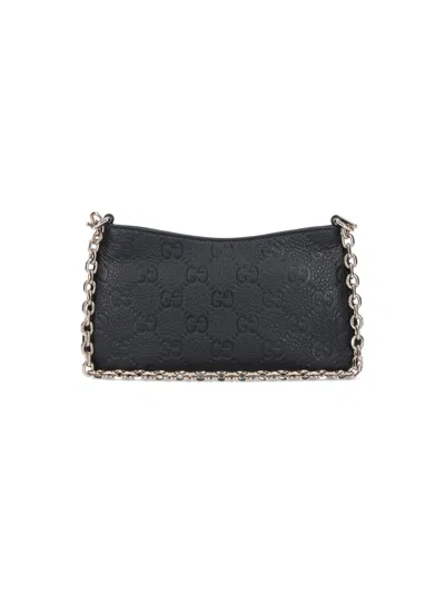 Gucci 'gg Emblem' Small Shoulder Bag In Black