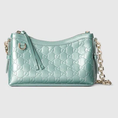 Gucci Gg Emblem Small Shoulder Bag In Blue
