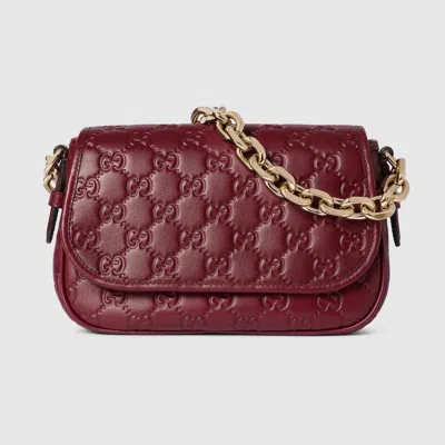 Gucci Gg Emblem Small Shoulder Bag In Burgundy