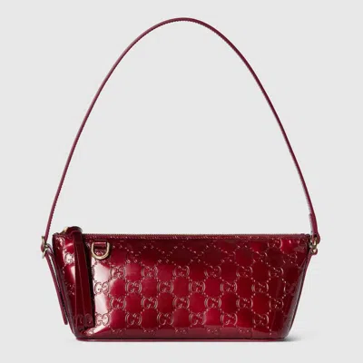 Gucci Gg Emblem Small Shoulder Bag In Burgundy