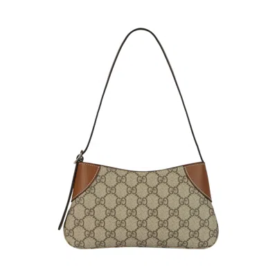 Pre-owned Gucci Gg Emblem Small Shoulder Bag 'ebony/sundial' | Tan | Women's Size Onesize