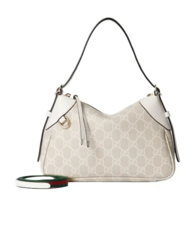 Gucci Gg Emblem Small Shoulder Bag In White