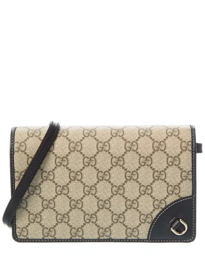 GUCCI GUCCI GG EMBLEM SUPER MINI GG SUPREME CANVAS & LEATHER SHOULDER BAG