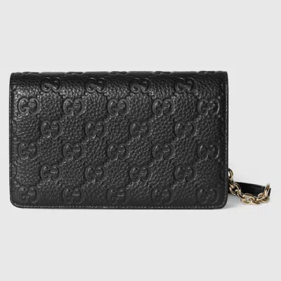 Gucci Gg Emblem Super Mini Shoulder Bag In Black